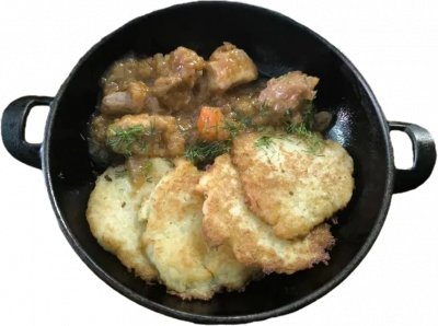 Драники с гуляшом Ресторан "Сябры"